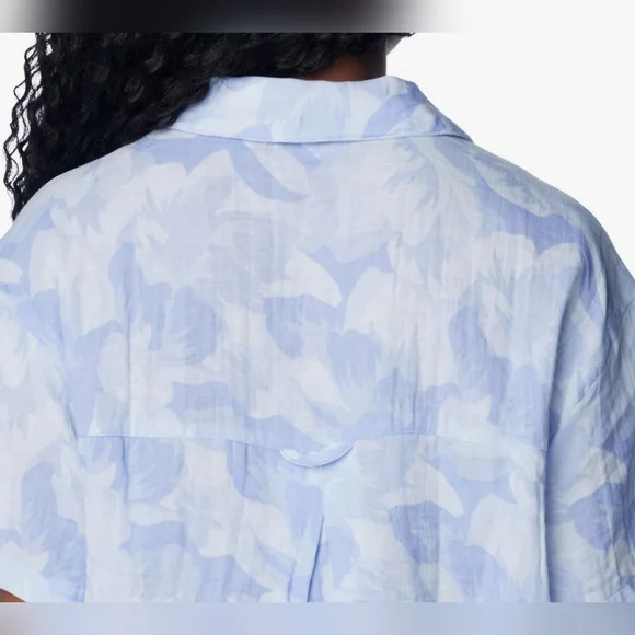 COLUMBIA Holly Hideaway Breezy Short Sleeve Top - Size L - Light Blue (NWT) - Picture 5 of 14